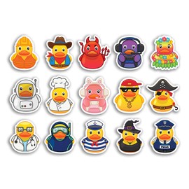 A5 Sticker Sheet Novelty Rubber Ducks Vinyl Stickers - Jobs Cowboy Pirate Toy Bath Duckies Cute Funny Puns Animal Friend Scrapbook #81562