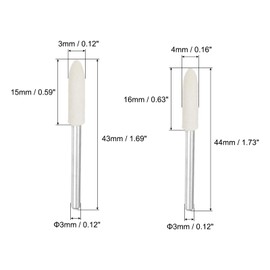 uxcell 3mm 4mm Wool Felt Mounted Points Tapered Polishing Bits Burrs Buffing Wheels with 1/8" Shank 24 Pcs