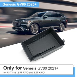 Coleya 2025 GV80 Center Console Organizer for Genesis GV80 (2.5T AWD/3.5T AWD), Durable ABS Plastic&Anti-Slip Rubber Mats 2025 GV80 Console Armrest Tray Insert 2025 GV80 Accessories (with Black Mats)