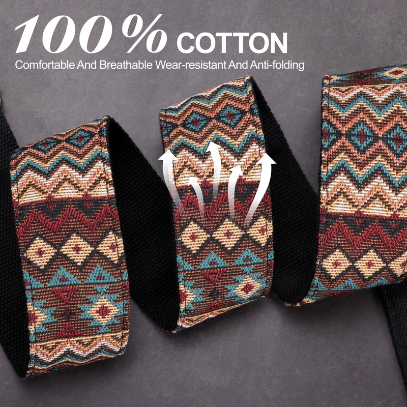 YIKOKO Guitar Strap, Head Layer Cowhide Leather End, 2 Inches