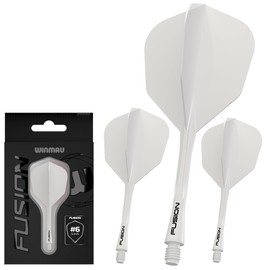 WINMAU Darts Fusion Integrated Flight & Shaft System – No.6 Shape & Design – Colore bianco, lunghezza intermedia