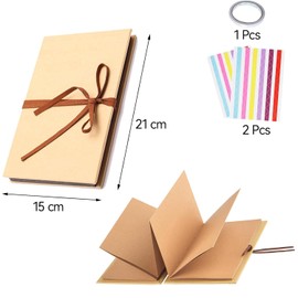 ERBO DIY Photo Album (21 x 15 cm), Accordion Fold Scrapbook Scrapbook Photo Book Can Be Used as a Graduation Gift, Birthday Gift, Wedding Anniversary Gift (34 Pages, Light Brown)