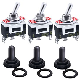 mxuteuk 3Pcs Heavy Duty Rocker Toggle Switch 20A 125V SPDT 2 Position 3 Pin ON/ON Switch with Metal Bat Waterproof Cap Ten-1121-3mz-B102