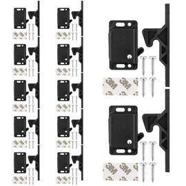 RV Drawer Latches and Catches, 12 Pack RV Cabinet Door Replacement Latch 10 LBS Pull Force for RV Camper Motor Trailor Home Office Cabinet Drawer, with Stainless Steel Screws and Double-Sided Adhesive
