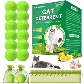 WINWHIRLO Cat Deterrent Outdoor, 12 Pack Natural Peppermint Oil Cat Deterrent Indoor for Home Against Scratch and Chew Furniture Plants Pet Safe, Keep Stray Feral Cats Out of Yard Garden Lawn