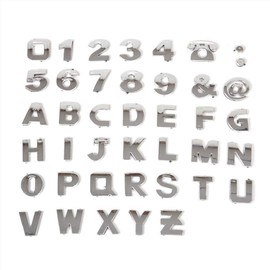 Bostar 40 Pieces 3D Metal Car Stickers DIY 26 Alphabet Letter Chrome Silver Number Symbol Badge Sticker Car Motorcycle Decoration