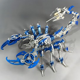 3D Metal Scorpion Puzzles for Adults: 3-D Puzzles Metal Model Kits to Build DIY Assembly Mechanical Puzzle Building Block Toys with Tool Brain Teaser Craft for Home Decor (Metal Scorpion-Blue)