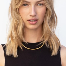 day.berlin Snake Necklace in Gold 18 Carat Gold-Plated, Filigree Snake Chain 42 cm + 5 cm Variable Length, 3 mm Wide, 316L Stainless Steel, Nickel-Free and Waterproof for Women, Stainless Steel, No