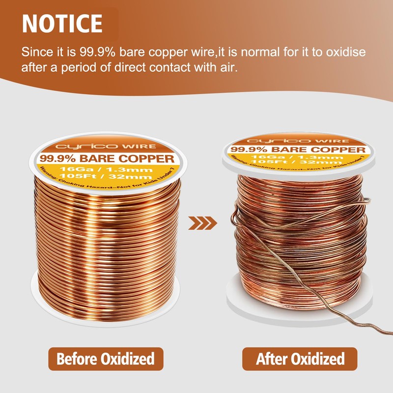 99.9% Pure Bare Copper Wire, 16 Gauge 105 Feet Solid