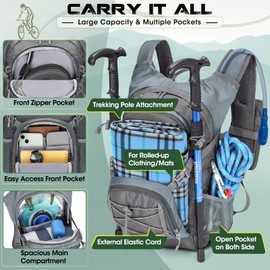 Hydration Backpack with Water Bladder, 18L Lightweight Hiking Backpack for Women&Men Small Insulated Hydration Water Pack for Hiking, Running, Cycling, Biking, Grey