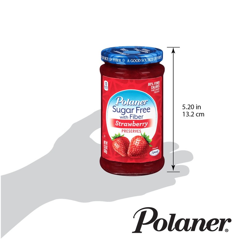 Polaner Sugar-Free Strawberry Preserves with Fiber, 13.5 Ounce