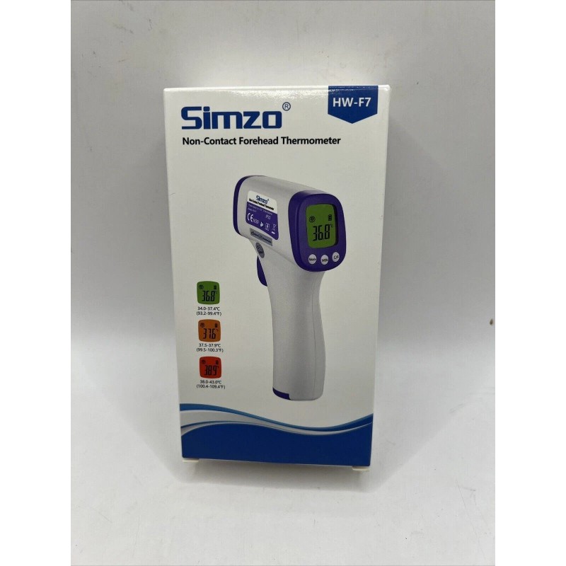 SIMZO HW-F7 NON-CONTACT FOREHEAD THERMOMETER MEMORY RECALL BEEPER BACKLIT DISP
