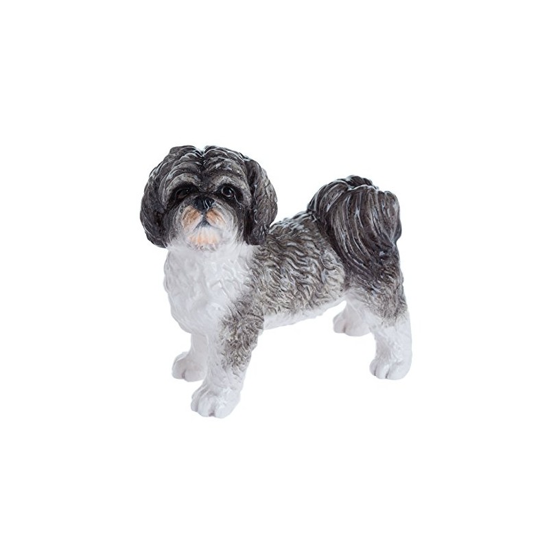 John Beswick JBD96 Shih Tzu Figurine, Earthenware, Grey/Multi-Colour, 11.5 x