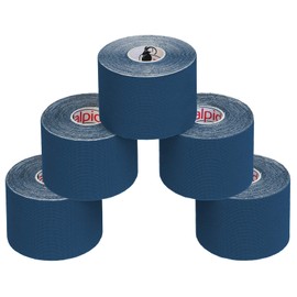 ALPIDEX 5 Rollen Kinesiologie Tape 5m x 5cm Viele Farben Anwendungsbroschüre Elastisch Wasserfest Hautfreundlich Physio Muskel Tape Set, Farbe:dunkelblau