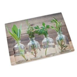 GRAZDesign Glass Chopping Board Breakfast Board Gift Herbs in Glass 20 x 28.5 cm