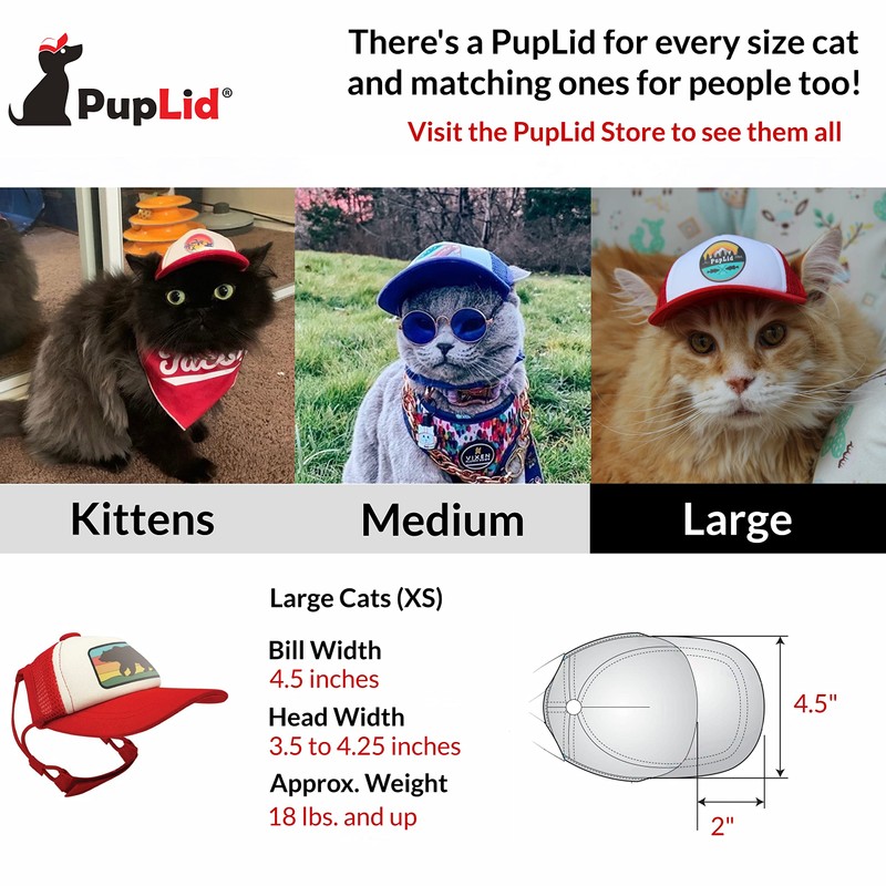PupLid Trucker Hats for Cats (Large Cats) Premium Stylish Sun