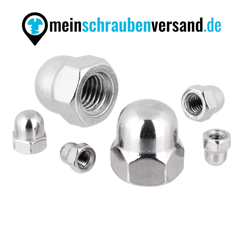 Acorn Nuts Hexagonal M6 High Shape DIN 1587 Stainless Steel