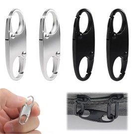 Zipper, Slider, Anti-Theft Clip for Zipper, Replacement Zipper Fasteners, Metal Double Opening Zipper Head, Zipper Repair, Wallets, School Bags, Clothes, Luggage, Etc., Easy to Install (Black +