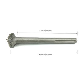8.2in 16 Tips Bushing Tool for Concrete Stone Bricks, SDS Plus Bushing Tool, Square Head Bushing Bit Concrete Roughness Coating Remove Bushing Bit for Rotary Hammer, 5 Slots