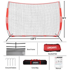 12x9ft Barricade Backstop Net,Sports Barrier Net with Carry Bag, Protection Screen, Perfect for Baseball,Softball,Soccer, Basketball,Lacrosse and More,Backstop Net for Backyard,Garden