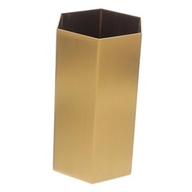 Tofficu Minimalist Hexagonal Stainless Steel Pen Holder Dual Purpose Makeup Brush Organizer Desktop Pencil Cup for Home Office Decor Elegant Flower Vase