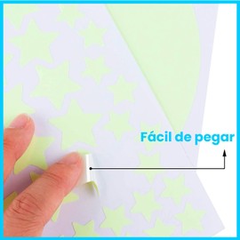 BEE VIBES Stickers Estrellas Fluerescentes 845 Piezas - Set de Pegatinas para techo de estrella, decoración fluorescente brilla en la oscuridad, adornos infantiles para niñas y niños