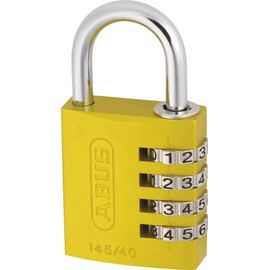 ABUS Combination Lock 145/40 Yellow - Luggage Lock, Locker Lock and Much More. - Aluminium Padlock - Individually Adjustable Numerical Code - ABUS Security Level 4