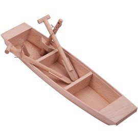 GORGECRAFT 11.6 Inch Large Wooden Boat Unfinished Natural Canoe Wood Craft Project Nautical Fishing Boat Model Ocean Landscape Ornamnets Sailboat Rowboat with Oars for Drawing