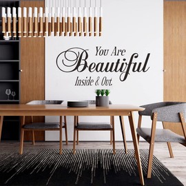 You are Beautiful Inside and Out Wall Sticker, Vinyl Motivational Wall Art Decor, Inspirational Quote Saying Letter Room Decal for Office, Yoga Gym, Study, Girls Bedroom, 22 x 9.1"