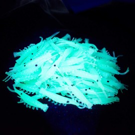 Orurdo Fishing Gear, Luminous Small Shrimp Soft Worm, 1.2 - 1.6 inches (3 - 4 cm), 0.02 oz (0.6 g), Luminous Shrimp Worm, Soft Lure, Shrimp, Worm, Suitable for Children and Women Who Can't Put Bait,