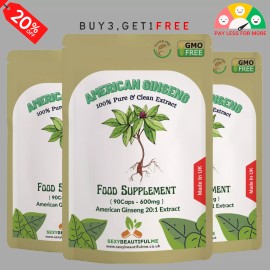 SBM American Ginseng Capsules 12,000mg Strongest & Best Value Natural Veg Capsules - 90Caps