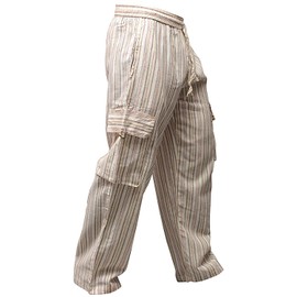 Shopoholic Fashion Mens Light Weight Stripe Hippy Combat Trouser, L.grey, XX-Large