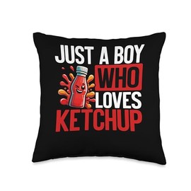 Just a Boy Who Loves Ketchup Fast Food Hot Dog French Fries Throw Pillow