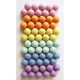 Mini Felt Factory | Felt Balls Wool Poms Rainbow (120 pcs 2.5cm) | Blue Pink Purple Pastel Orange Craft Project Supplies | Bunting Home Decor DIY Crafting Montessori