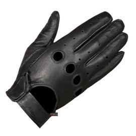 New Biker Police Leather Motorcycle Driving Riding Racing Gloves Real Natural Leather Touchscreen Ventilation Men Women Automotive ATV Dirt Bike Cycling Comfortable Adjustable Full Finger Black L