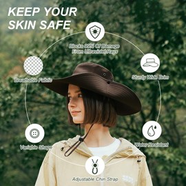 Women Sun Hat Summer UV Protection, Hiking Hat Packable Beach Hats Outdoor Gardening Hat for Women Sombrero para el sol Hombre, 02 Khaki