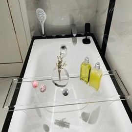 CXNGD Bathtub Tray Table, Clear Acrylic, Anti-Slip Bath Caddy, 32.3 * 7.87 * 1.18in