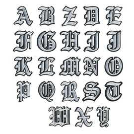 26 PCS Gothic Iron On Letters for Clothing, A-Z 26 Varsity Letter Patches, Applique Funny Iron On Embroidered Patch for Clothes Bags Hats T-Shirts Jeans Jackets DIY Accessory