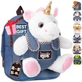 Naturally KIDS Mochila para Niñas con Juguete de Animal de Peluche, Regalo para Niños y Niñas