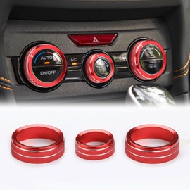 Auovo AC Knob Cover Accessories for Subaru Forester 2019-2024 / Crosstrek 2018-2023 / Impreza 2017-2023 Car Interior Trim AC Climate Control Knob Ring Air Condition Switch Trims (Red, Version B)