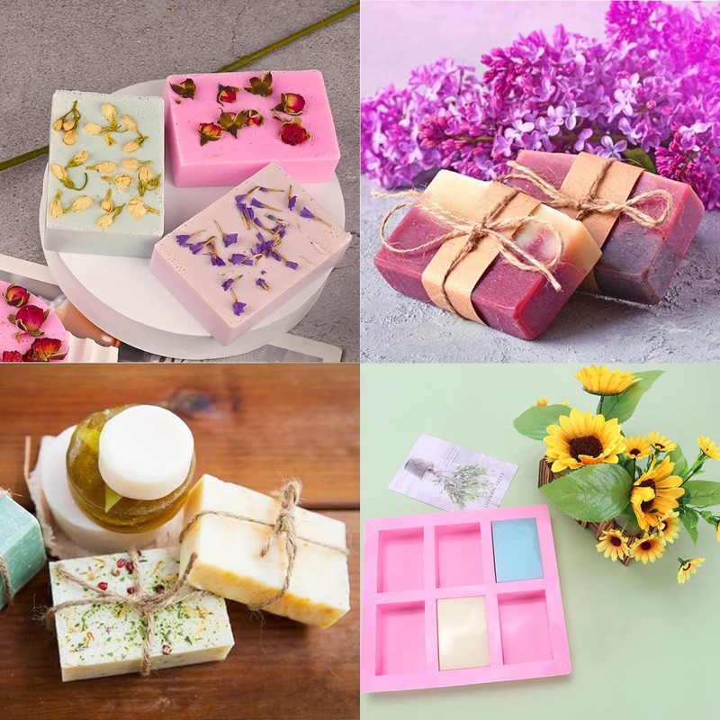 Soap Molds Silicone-2PCS 6 Cavities Rectangle Soap Mold,DIY Handmade Soap