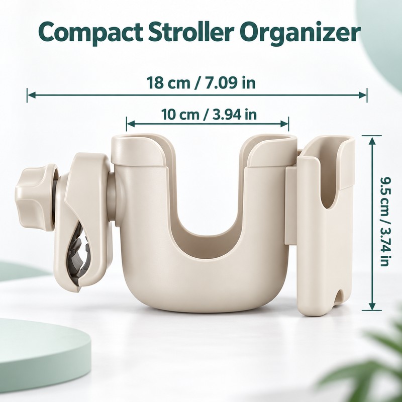 360° Rotating Baby Stroller Cup Holder with Phone Slot, Clamp