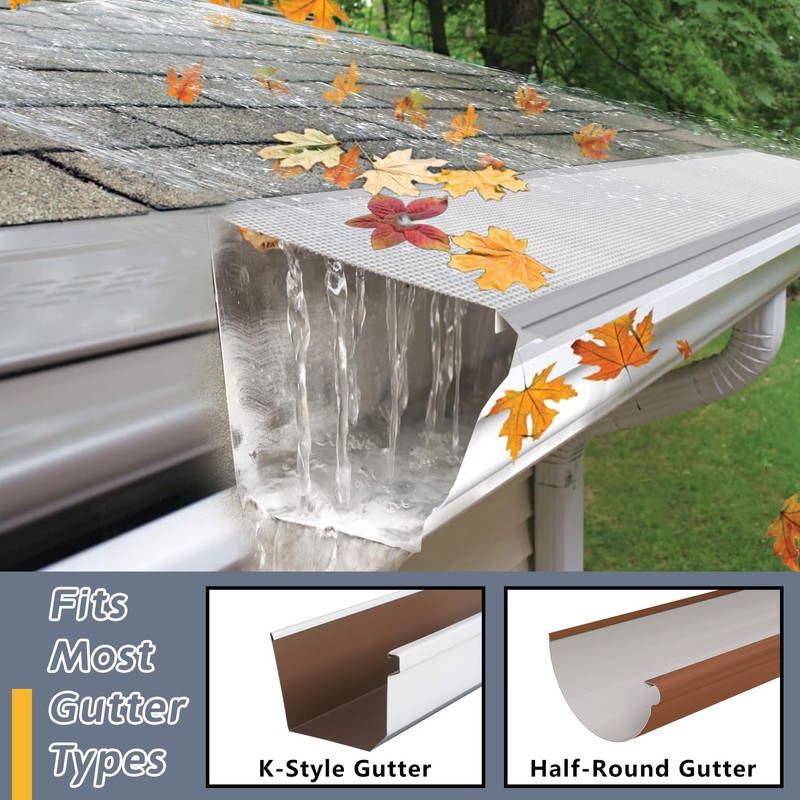 Flamorrow Stainless Steel Gutter Guard, 23Ft Gutter Cover, Micro-Mesh Leaf