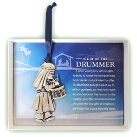 Drummer Boy Christmas Ornament, Metal Christmas Tree Ornament, 3 1/4-inches Tall, by Abbey & CA Gift