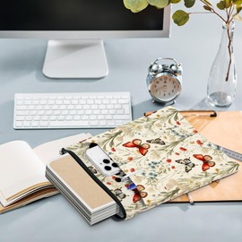 Book Lovers Book Sleeve, Book Accessories Bookish Gifts Book Gifts Friendship Christmas Birthday Gifts for Women Floral Lovers Grandma, Aesthetic Book Pouch Book Protector, Flower Butterfly