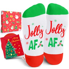 HAPPYPOP Christmas Gifts Stocking Socks for Women - Christmas Secret Santa Socks for Men, Xmas Stocking Stuffers for Mom Dad with Greeting Card