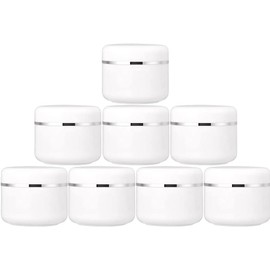 Frascos de plástico de maquillaje con borde plateado blanco de 30 ml con tapa de rosca y delineador de PP Crema facial Bálsamo labial Loción Contenedor de almacenamiento Estuche (paquete de 50)