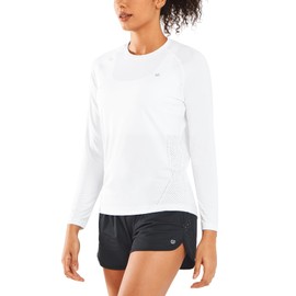 ALLZERO Rash Guard for Women UPF 50+ Long Sleeve Sun Shirts Quick Dry SPF Shirts for Workout Hiking Fishing White-L