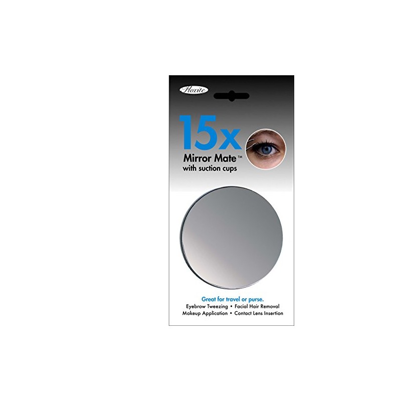 Floxite 15X Mirror Mate with Suction Cups, 3x3x3 Inch (Pack