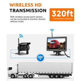 7 inch Wireless Backup Camera RV Plug & Play Wide View Rear View Camera Clear Night Vision HD 1080P Touch Key Monitor for Trailer Camper Motorhome IP68 Waterproof, for Trucks Trailer Camper SUV RV Van